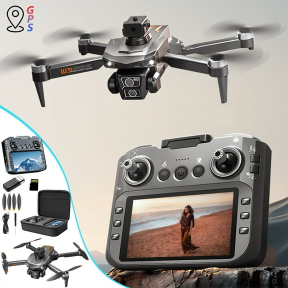 GPS Drone with 4.5 Inch Screen, Folding Body, 360掳intelligent obstacle avoidance, Brushless Motor And Cool LED Lights Drones with Storage Cad, Remote Control Toys Gifts