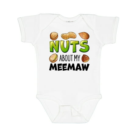 

Inktastic Nuts About My Meemaw Peanut Almond Pistachio Gift Baby Boy or Baby Girl Bodysuit
