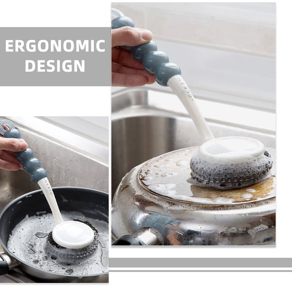 UPOUART Multi-Color Dish Scrubbers Set with Handle, Kitchen Cleaning Brushes for Dishes, Pots, and