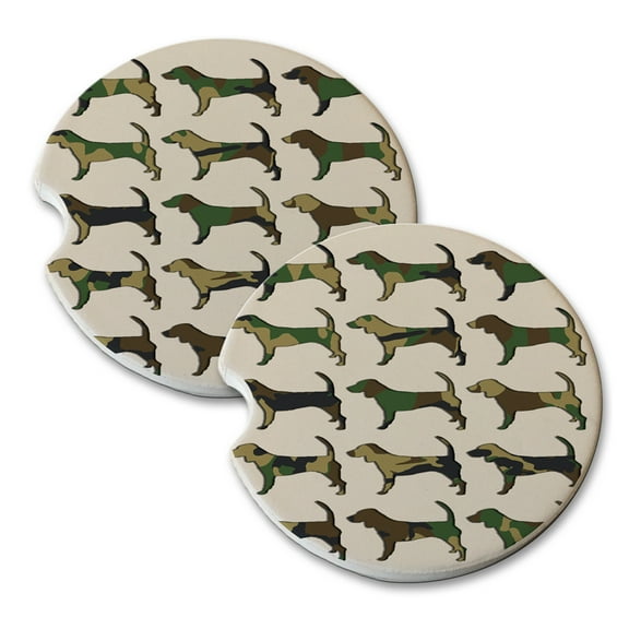 KuzmarK Sandstone Car Drink Coaster (set of 2) - Bloodhound Camoflauge