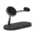 thumbnail image 3 of Station de Charge Sans Fil 3-en-1, Chargeur LED 3 en, Contrôle Tactile avec Veilleuse, Support de Table Réglable pour Hôtel, Noir, 3 of 9
