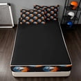 thumbnail image 4 of Manfei Sport Zipper Twin Comforter Sets with Fitted Sheet and 2 Pillowcases, Baseball Gamer Zipper Bedding Set, Black Orange Bright Blue, 4 of 7