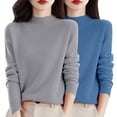 thumbnail image 2 of Chandail à Col Rond pour Femmes, Automne et Hiver, 2 Pcs, Couleur Unie, Doux et Confortable, 2 of 4