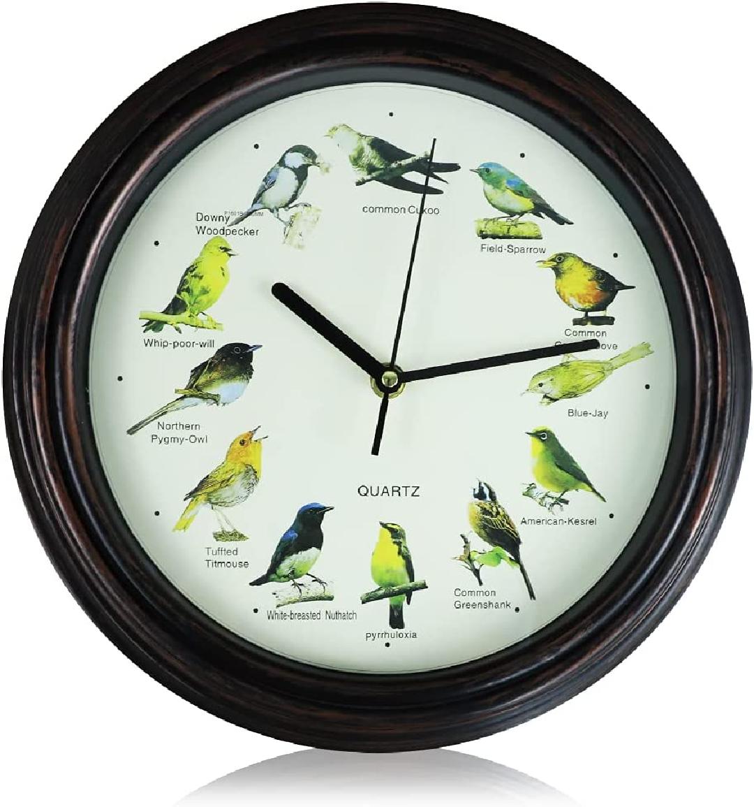 Wall Clock Battery Operated, 13 Inches Analog Classic Clock British Singing Bird Wall Clocks