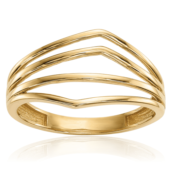 14K Solid Yellow Gold 4 Bar Statement Ring