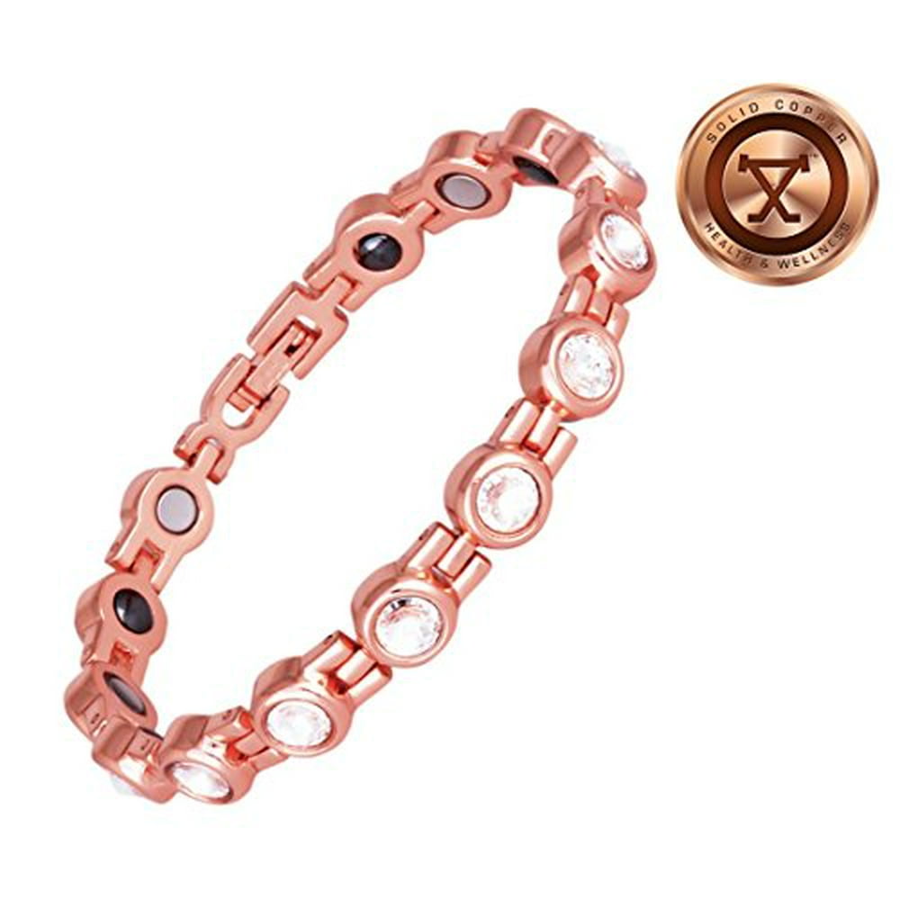 Proexl - Womens Magnetic Solid Copper Bracelet with Magnets and ...
