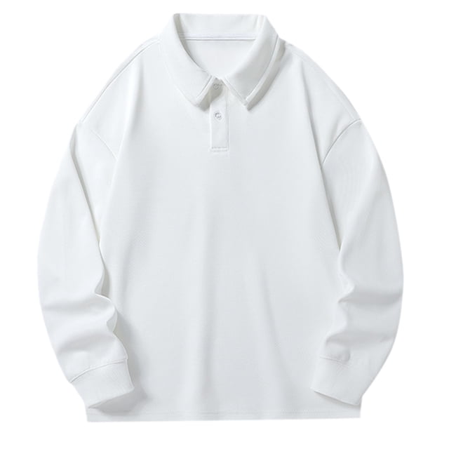 Men T Shirts Long Sleeve Soft Collared Big Tall White Fall Top size XXXL