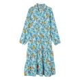 thumbnail image 4 of DHFJKG Bohemian Floral Dresses For Women Long Sleeve Casual Loose Fit Turndown Collar Spring Summer Midi Dress Beach OutFits Soft Dresses, 4 of 5