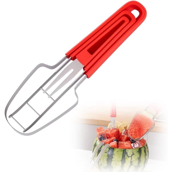ABCISI 3-in-1 Watermelon Cutter Slicer Tool, 2025 Upgrade Stainless Steel Watermelon Fork Slicer Cutter, Multi Melon Slicers Fruit Cutting Knives for Camping Party Home Kitchen Gadgets (1 PCS)