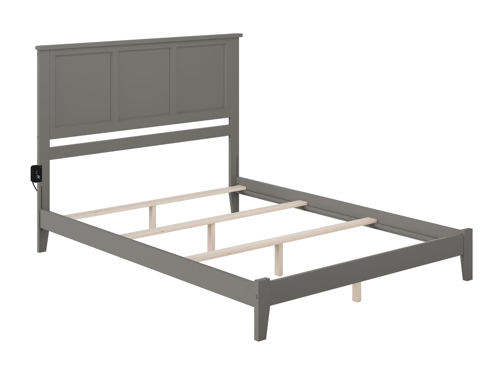 AFI Madison King Solid Wood Foundation Bed with Panel Headboard, Grey