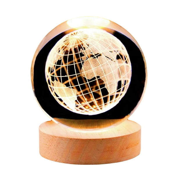 Lámpara de mesa con bola de cristal y base de madera de 2,4" para cumpleaños y aniversario. EstiloF