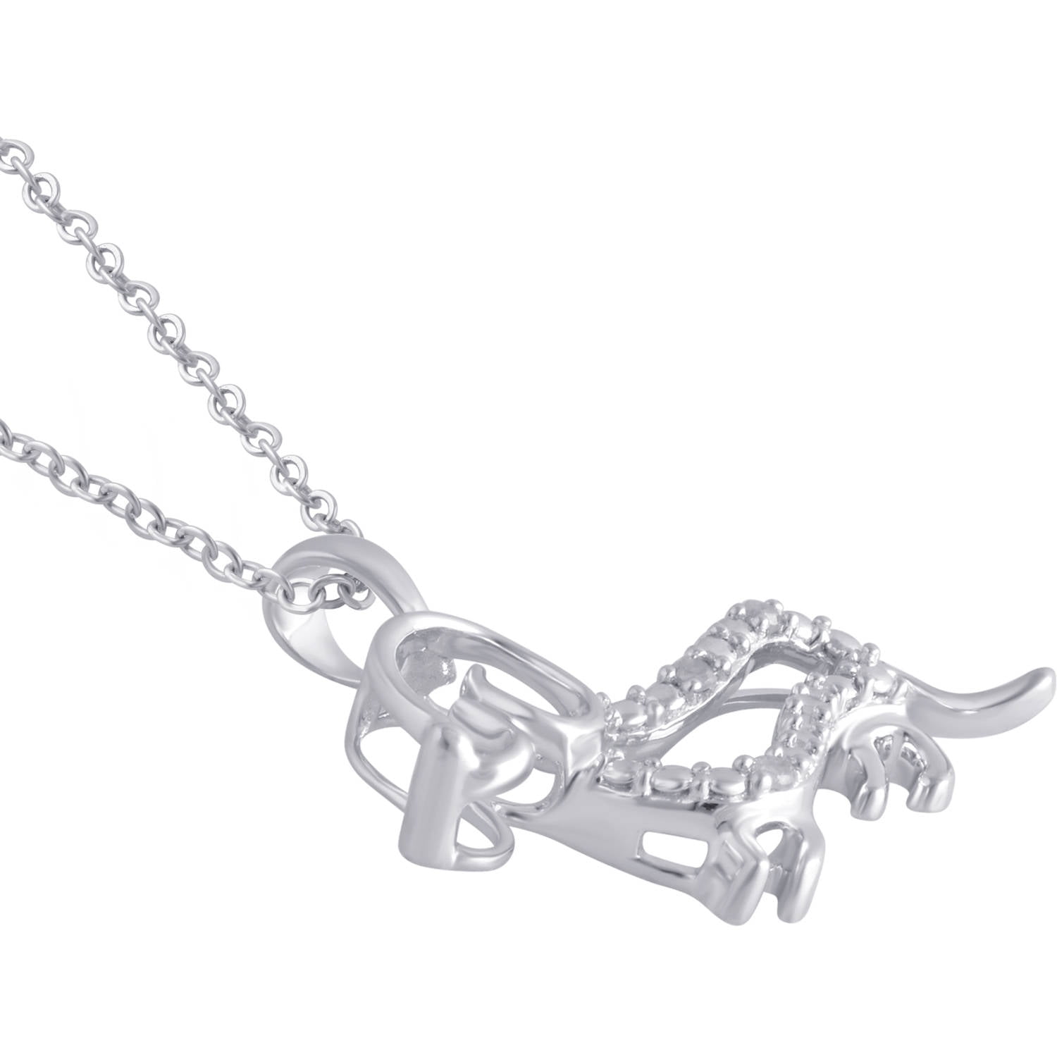 Arista Diamond Accent Silver Tone Puppy Pendant in Brass, 18"