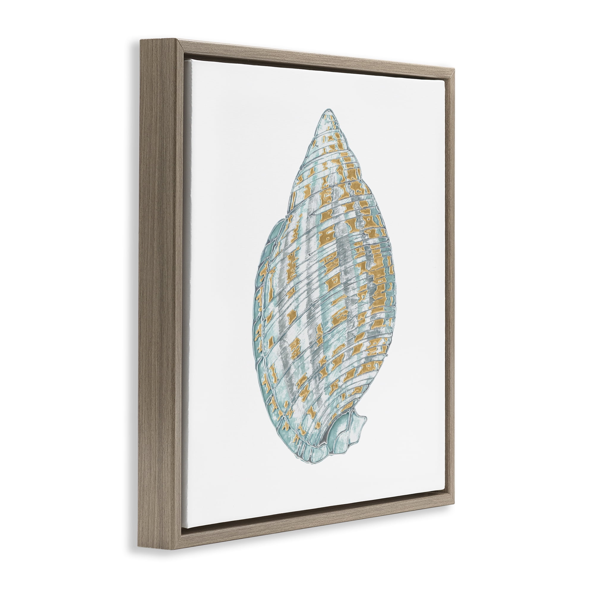 Stupell Industries Regal Shells Spiral Brown Framed Floater Canvas Wall Art, design by Lorenzo Collective