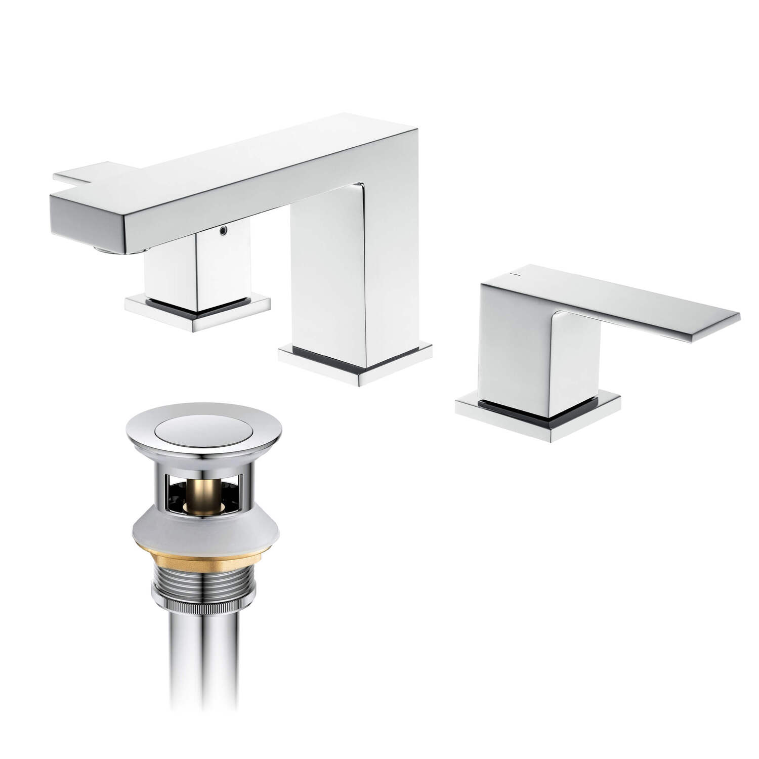 Kibi Cube 8" Bathroom Sink Widespread Faucet with Drain Assembly