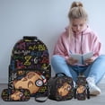 thumbnail image 2 of Yspwyqan Backpack Set for Teens, Musical Capybara Girls Lunchbox Set 4Pcs, Trendy Large Capacity Boys Backpack Set Fits 13 Inch Laptop for High School Hiking, 2 of 7
