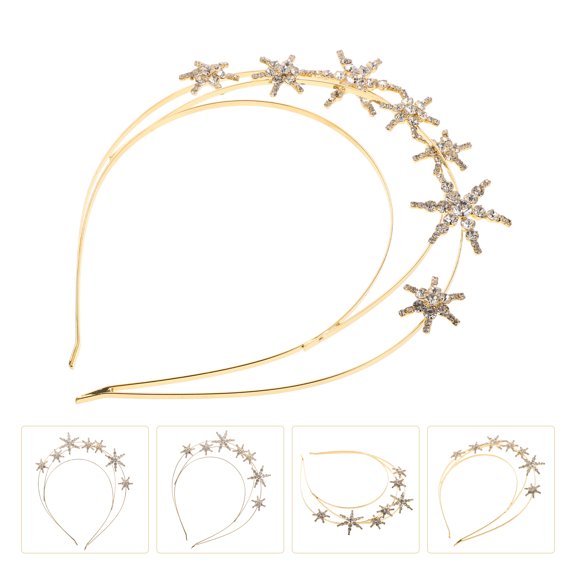 MERRYHAPY Golden Crystal Crown Headband Rhinestone Bridal Accessory for Party Decor 1Pc