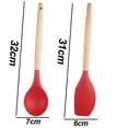 thumbnail image 2 of Los utensilios de cocina antiadherentes del silicón fijaron con la manija de madera dura natural del acacia, 2 pedazos, sin BPA, 2 of 5