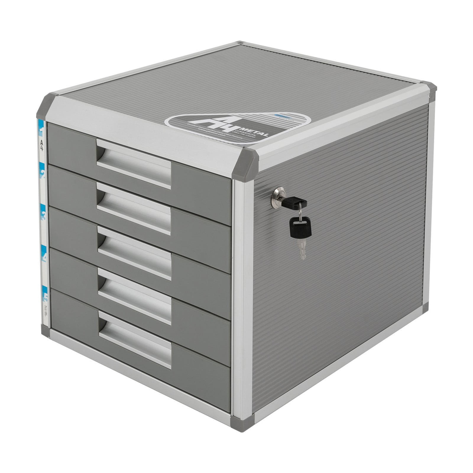 ToppiJoy 5 Tiers Drawer File Cabinet, Lockable Drawer Organizer ,Aluminum Alloy File Organizer for Homes,Offices, Hospitals, Schools 12.4*13.8*11.7in