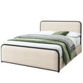 thumbnail image 3 of MAYEERTY Queen Metal Bed Frame Curved Upholstered Headboard 4 Drawers for Bedroom Beige, 3 of 9