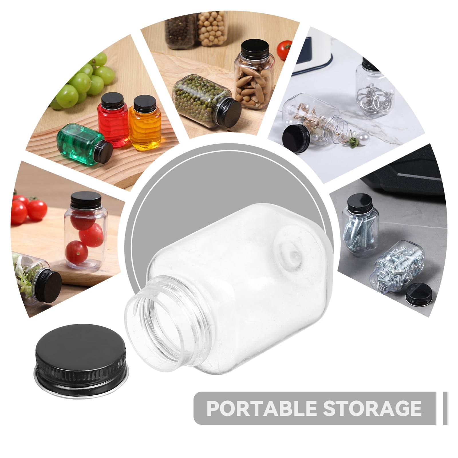 Novelinks 60 Pack 2 oz Plastic Storage Jars Clear Cosmetic Container with Lids Empty Sample Leak Proof Pot Jars for Travel Storage,Lotion,Cream,Jewelry,Eye Shadow,Painting,DIY Crafts,Black