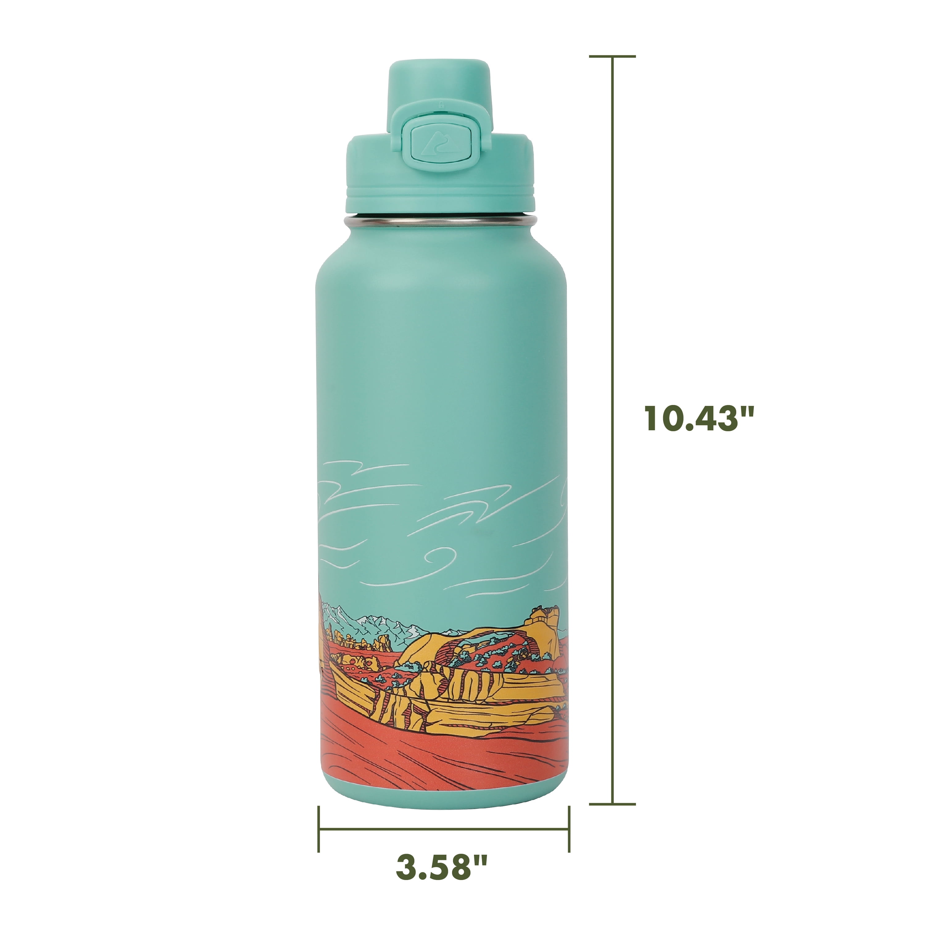 Ozark Trail 32 oz Stainless Steel Pop-Lid Insulated Water Bottle, Sandstone Sky