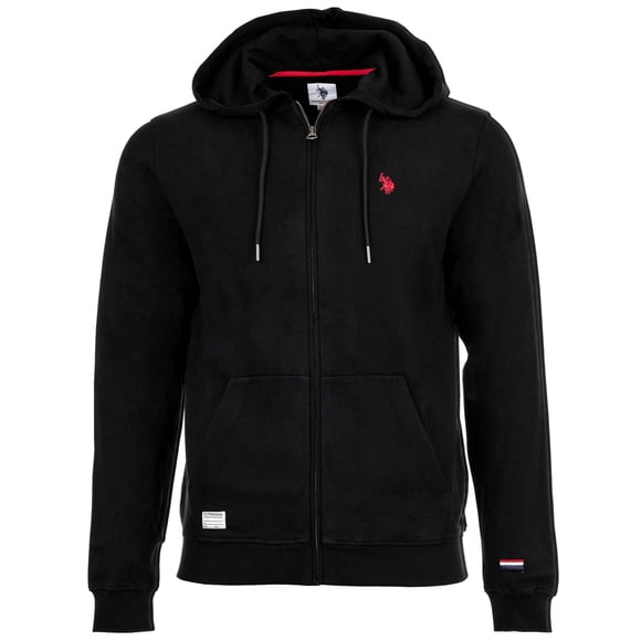 U.S. POLO ASSN. Men Sweat Jacket - Diagonal Fleece Carbon Finish, Zip Jacket, Hood, Cotton Black L (Large)