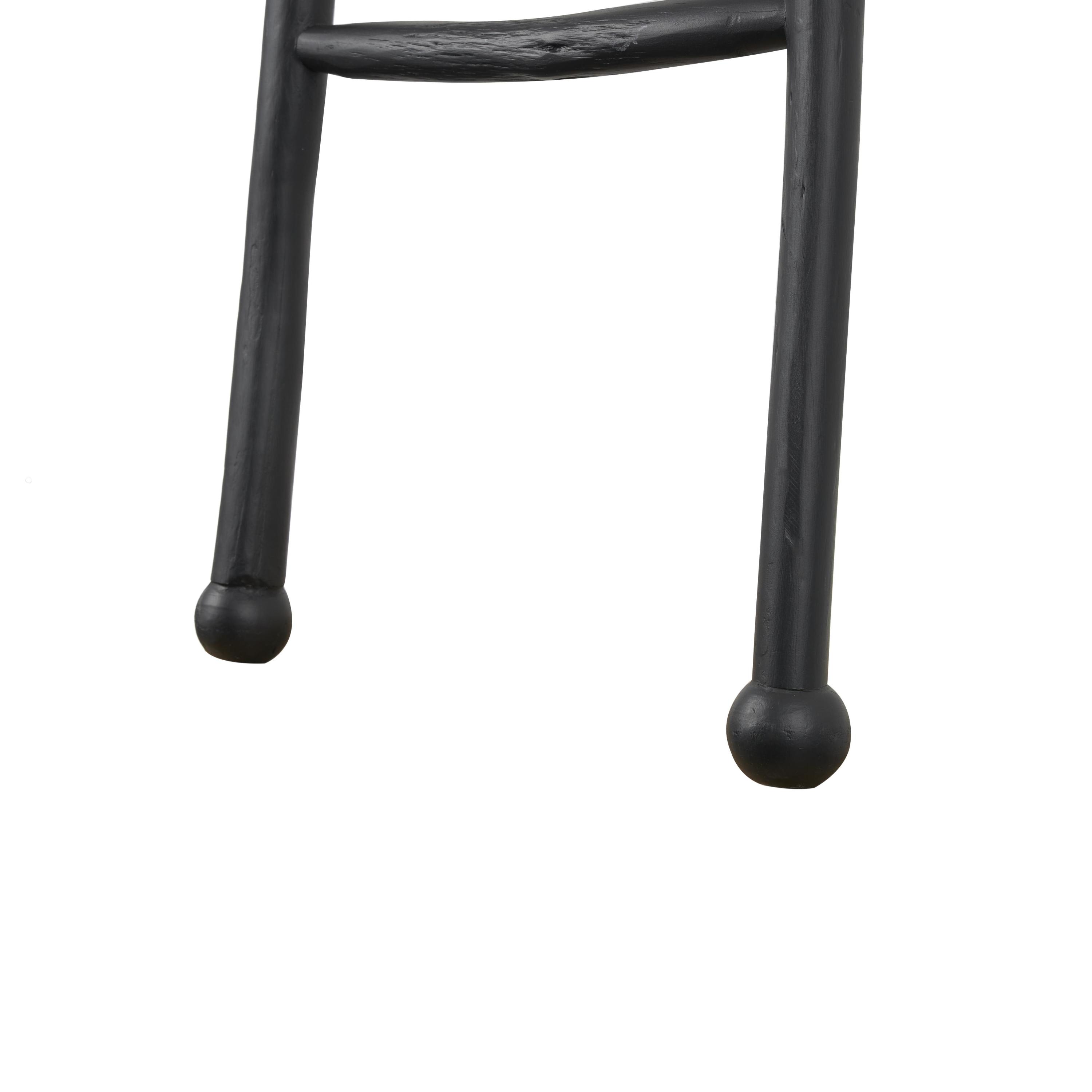 DecMode 18" x 73" Brown Wood Handmade Two-Toned Slanted Ladder with Wider Base and Ball Feet, 1-Piece