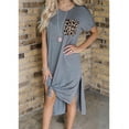 thumbnail image 1 of Nouvelle Robe de Soirée Léopard Imprimé Femmes Poche Coutures Manches Courtes Split Casual Robe Rétro Robe Casual, 1 of 3
