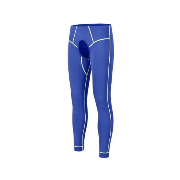 TANBOM Men's Nylon Thermal Pants Comfortable Open Crotch Warm Elasticity Breathability Stylish Colors Blue M