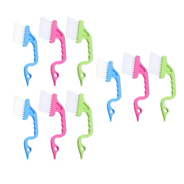 9 cepillos de mano para ranuras de ventanas, creativos (3 en rosa, azul y verde)