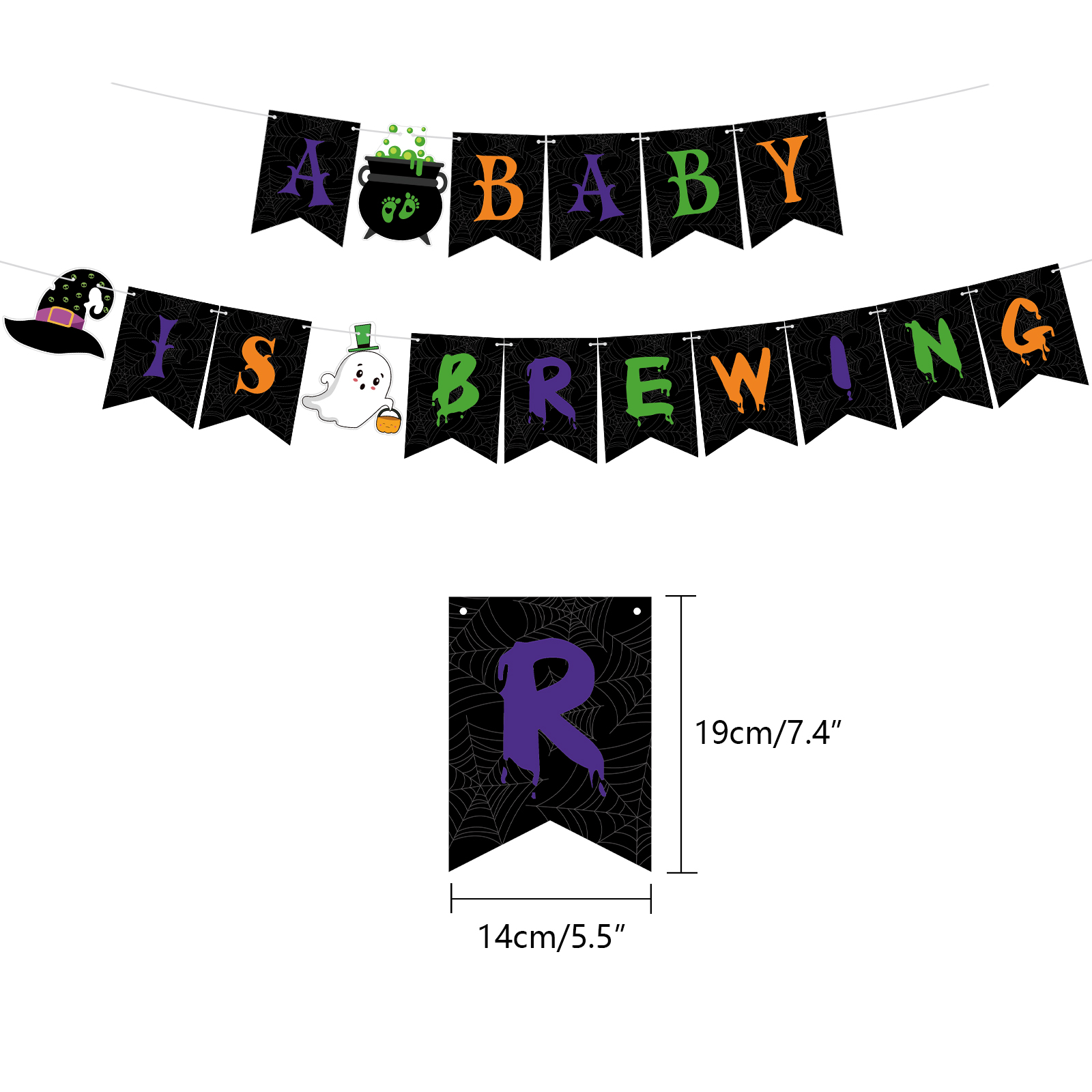 Halloween Hexen Babyparty Dekoration – ‚A Baby Is Brewing‘ Banner 35,6x180,3 Cm, Lila/orange, Für Haustür & Veranda
