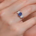 thumbnail image 4 of Gem Stone King 10K White Gold Blue Lapis, White Lab Grown Diamond Engagement Ring for Women | 2.24 Cttw | Oval 8X6MM | Gemstone Birthstone | Size 8, 4 of 5