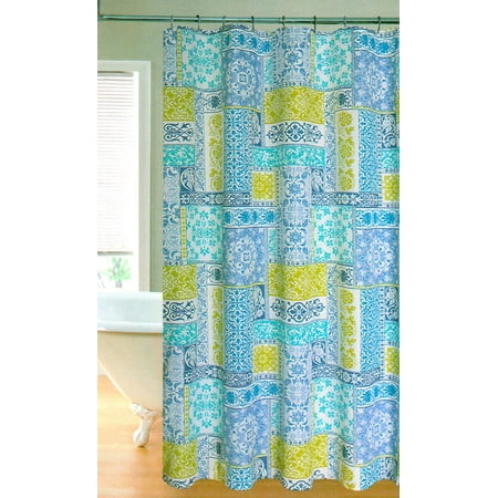 UPC 678298212254 product image for Patchwork Water Repellent Fabric Shower Curtain Blue - 70x72 | upcitemdb.com