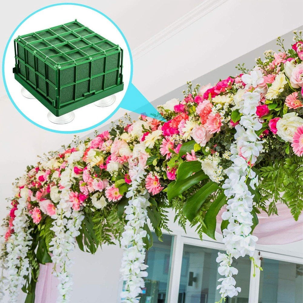 Hzzsbu 4Pcs Floral Foam Blocks Floral Foam Cage for Flower Arranging Dry Florist Foam Bricks, Flower Arranging Foam for Wedding Party, Home Garden Decoration