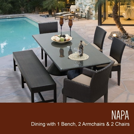 Napa Rectangular Outdoor Patio Dining Table With 4 Chairs And 1 Napa Rectangular Outdoor Patio Dining Table With 4 Chairs And 1 Bench Color Wheat