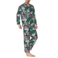 thumbnail image 2 of Yiaed Tropical Leaves Print Men’s Pajamas Set - Long Sleeve Button Down Sleep Shirt and Pajama Bottoms Sleepwear Set Mens Pjs Sets Men's Pajama Bottoms-Small, 2 of 7