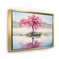 thumbnail image 3 of Designart 'Oriental Cherry Pink Tree Sakura On The Lake' Lake House Framed Canvas Wall Art Print, 3 of 5