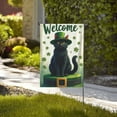 thumbnail image 4 of Welcome St. Patrick'S Day Black Cat Decorative Garden Flag, Kitty Kitten Green Shamrock Clover Top Hat Yard Lawn Outside Decor, Irish Spring Holiday Outdoor Home Decoration Double Sided 12 X 18, 4 of 9