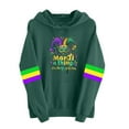 thumbnail image 2 of Uootdi Mardi Gras Womens Drawstring Hoodies for Women Carnival Crewneck Heart Print Hooded Long Sleeve Pullover Festive Color Block Loose Sweatshirts Gift, 2 of 4