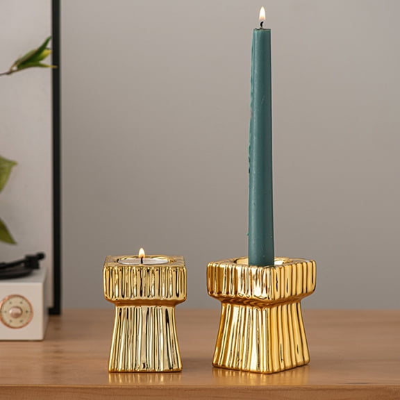 Clea*rance!Square Ceramic Candle Holder Cup Candlestick for Christmas Table Centerpiece Wedding Party Desktop Mantel Decor - Minimalist Modern Holders for Pillar Tealight Taper Candles