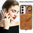 thumbnail image 4 of Galaxy S23 Case with Ring Holder Stand, Allytech Classic PU Leather Back Cover with Cards Holder Shockproof Detachable Shoulder Strap Wallet Case for Samsung Galaxy S23 - Brown, 4 of 14