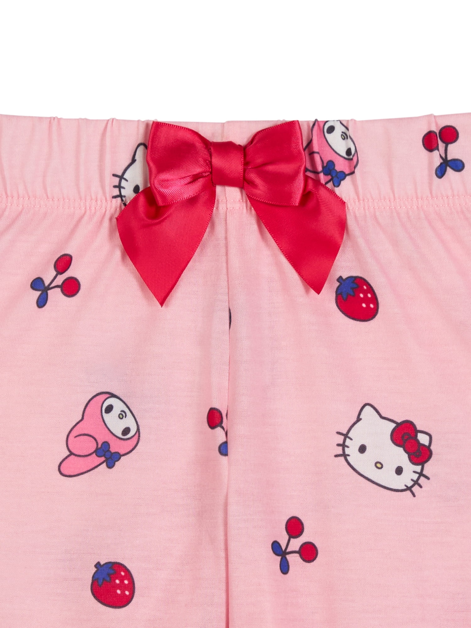 Hello Kitty x Wonder Nation Girls Short Sleeve Top and Sleep Pants Pajama Set, 2-Piece, Sizes 4-18