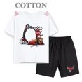 thumbnail image 3 of Conjunto de camiseta y pantalones cortos de verano para niños, camiseta de algodón de manga corta con dibujos de coches y pantalones, conjunto de 2 piezas, ropa para niñas y niños, conjunto para bebés, 3 of 5