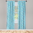 thumbnail image 3 of Ambesonne Fish Curtains, Hand Drawn Style Flock, Pair of 28"x63", Pale Blue White, 3 of 5