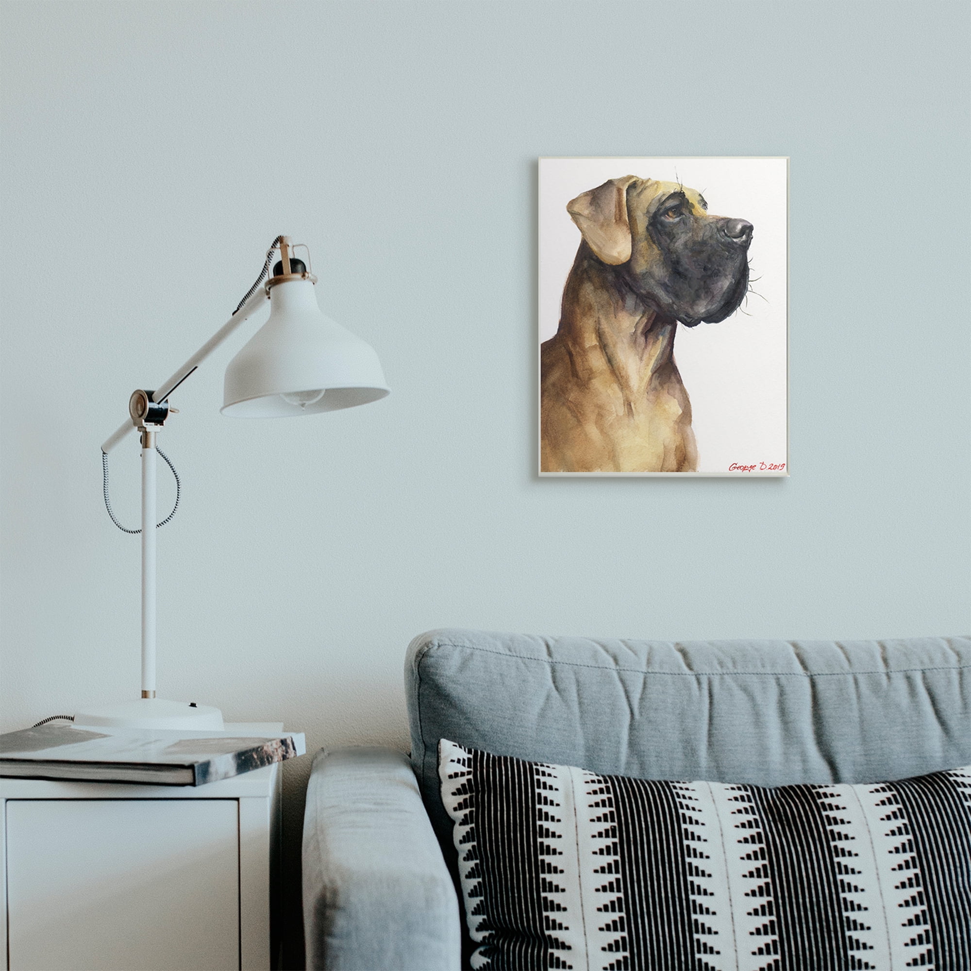 Stupell Industries Great Dane Pet Dog Portrait Strong Pose Animals & Insects Painting Unframed Art Print Wall Art, 13 x 19
