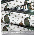 thumbnail image 2 of Soimoi Poly Georgette Fabric Stripe & Peacock Ethnic Print Fabric by Yard 42 Inch Wide, 2 of 2