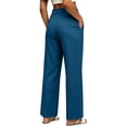 thumbnail image 5 of TEAJOPSUU Womens Suit Wide Leg Palazzo Pants with Pockets High Waist Single Button Pleated Trousers Business Casual Work Office Wear Blue, 5 of 7
