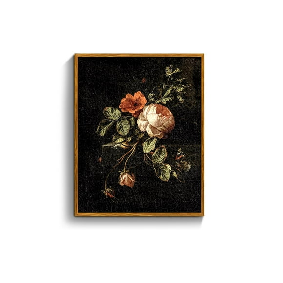 Lienzo de pared cromotu con marco floral vintage de 20 x 25 cm