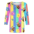 thumbnail image 6 of JTZGDY Funny Bee Shirts for Women Loose Fit Casual Summer 3/4 Lenght Sleeve Crewneck Tunic Blouse Trendy Oversized Dressy Pullover Tops Pink XXXL, 6 of 6