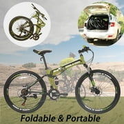 Folding Bike,26 Foldable Full Suspension Mountain Bike,21 Speed Bicycle Mens/womens Bicycle
